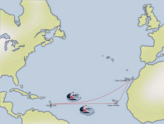 ARC and ARC Plus Route Map. © World Cruising Club http://www.worldcruising.com